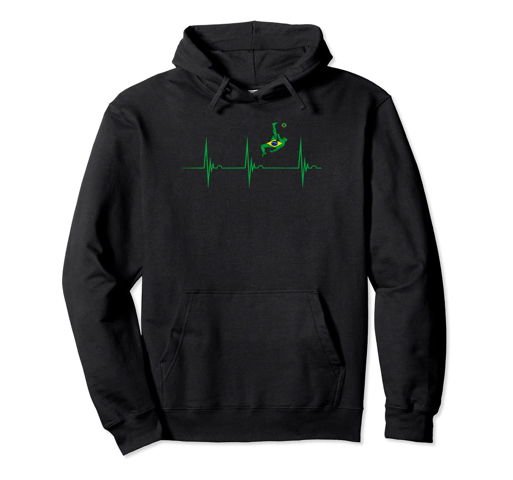 Brazil Heartbeat Ekg Pulse Brasilian Hoodie - Trendy Graphic Unisex