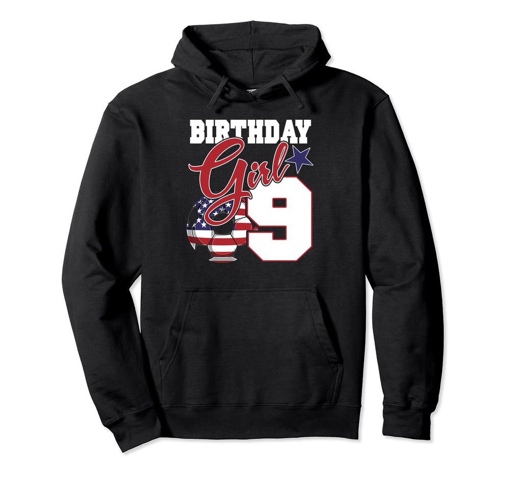 9Th Birthday Party American Flag Soccer Hoodie - Novelty Apparel Men Women