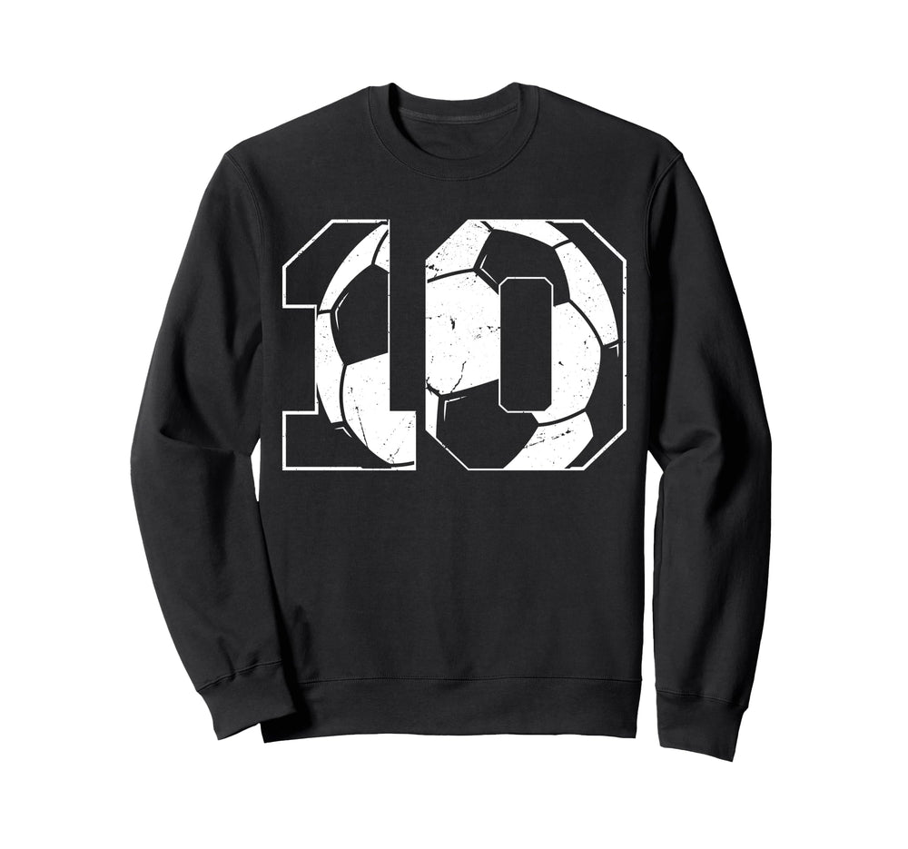 10Th Birthday Soccer Player Football 10 Sweatshirt - Unique Graphic Unisex