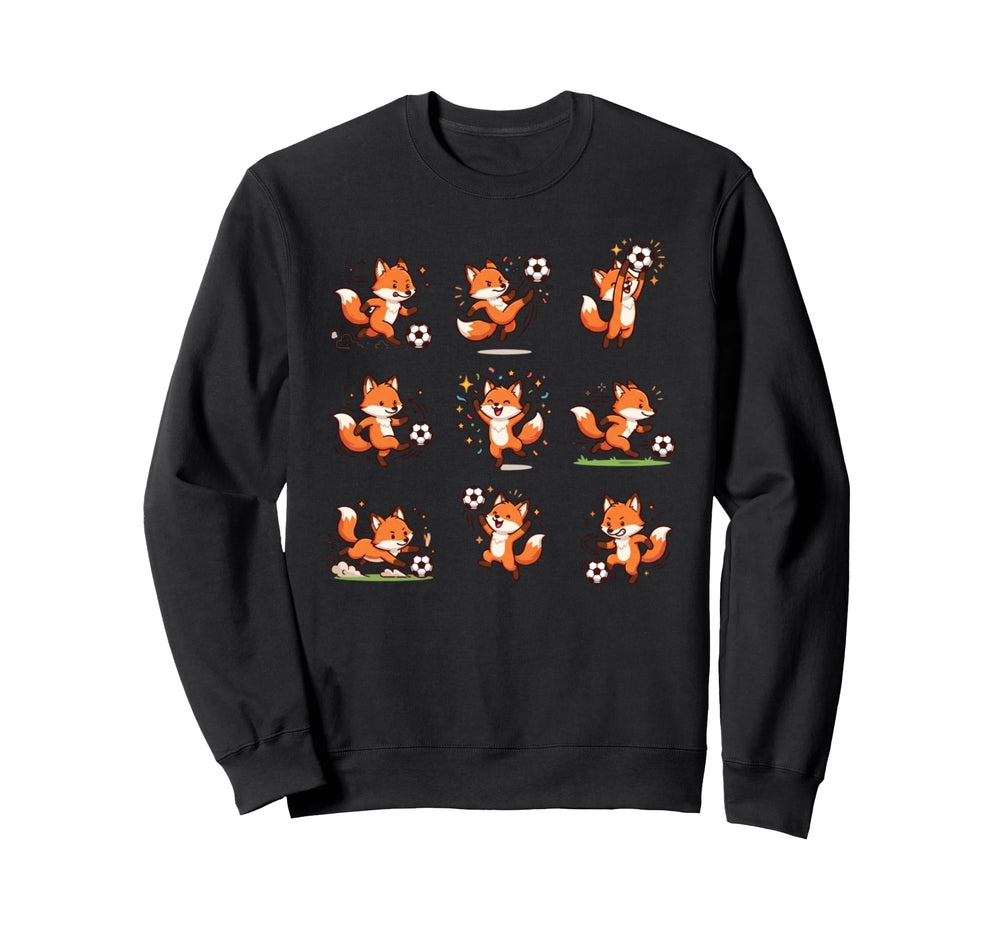 Silly Fox Playing Soccer Player Sweatshirt - Novelty Apparel for Adults