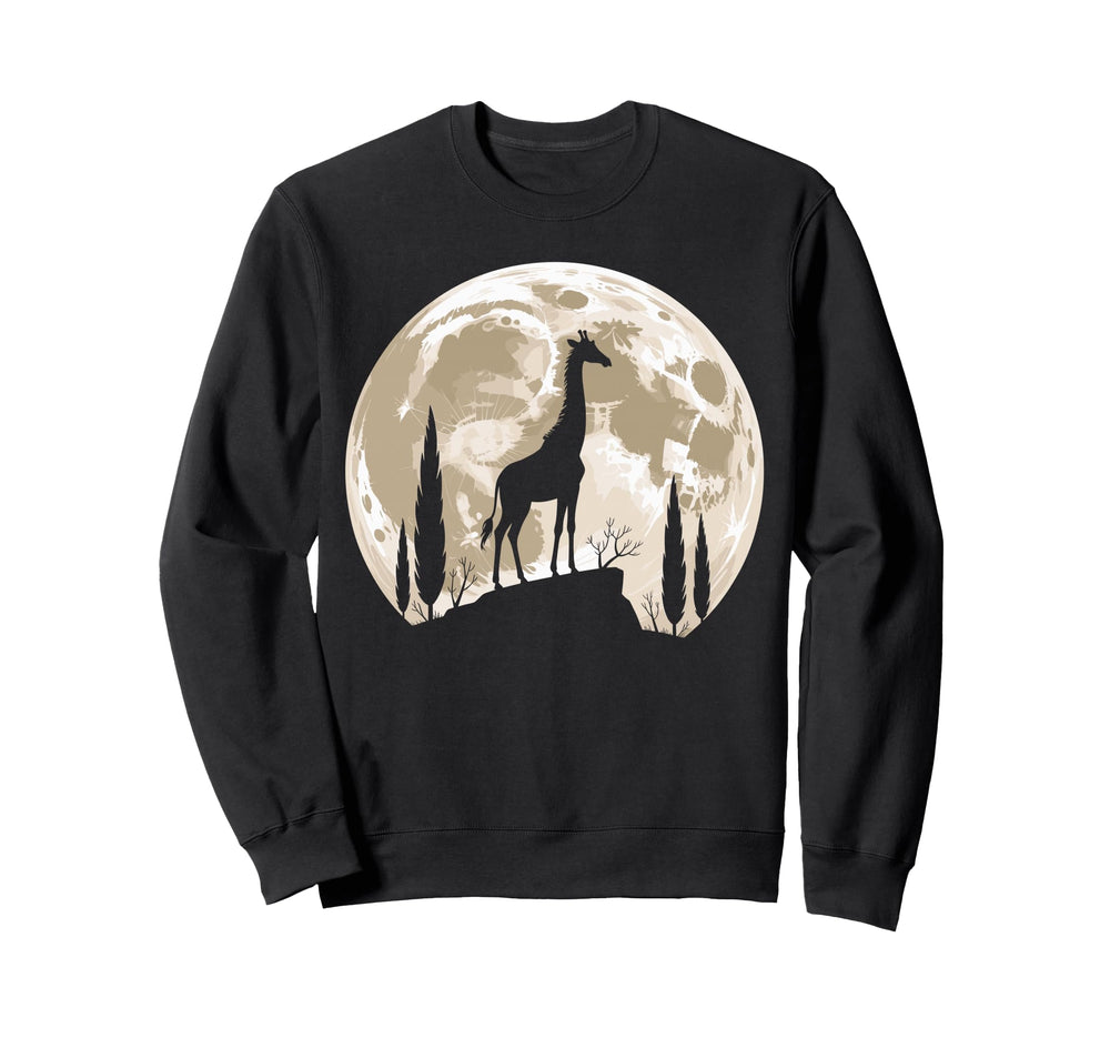Giraffe Silhouette Full Moon Giraffe Zoo Sweatshirt - Trendy Graphic Unisex