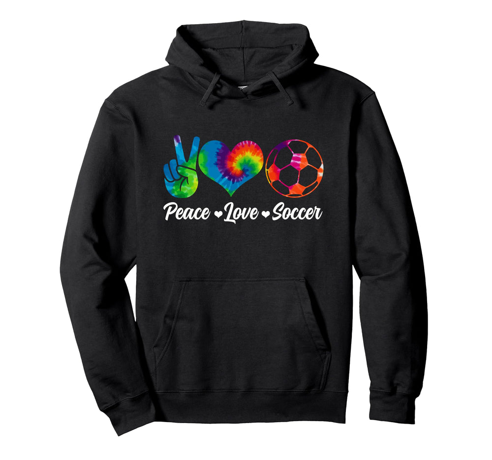 Soccer Tie Dye Peace Love Soccer Hoodie - Minimalist Print for Adults