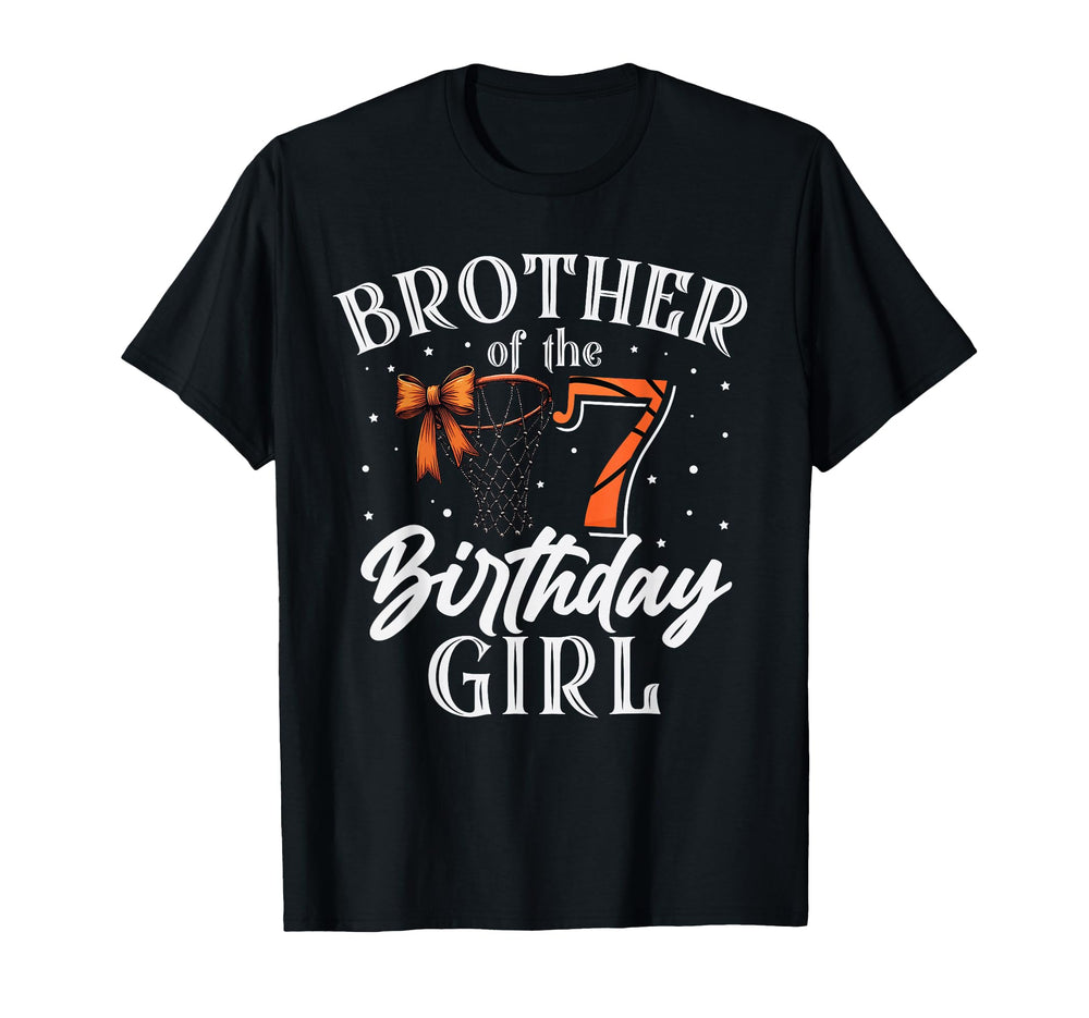 Brother 7 Birthday Basketball Bday Party T-Shirt - Trendy Graphic Unisex