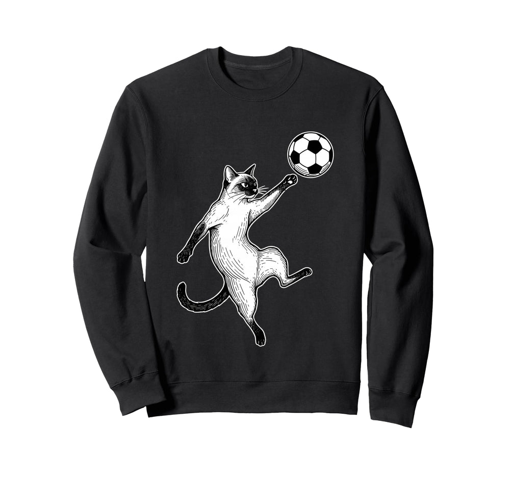 Soccer Siamese Cat Playing Ball Sweatshirt - Aesthetic Graphic Men Women