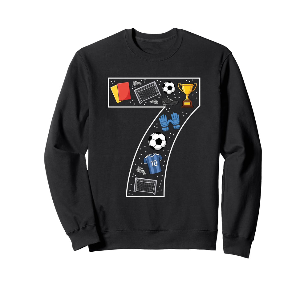 7Th Birthday 7 Year Old Football Sweatshirt - Aesthetic Graphic Unisex