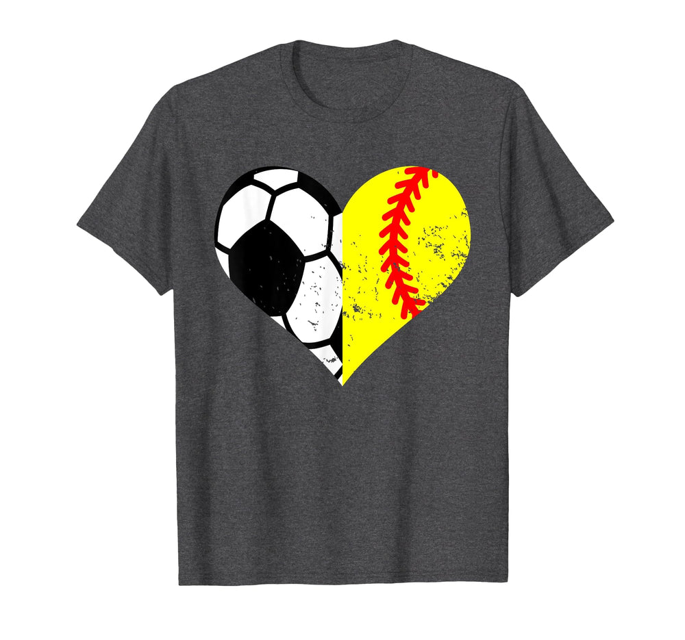 Soccer Softball Heart Funny Soccer T-Shirt - Minimalist Print Men Women