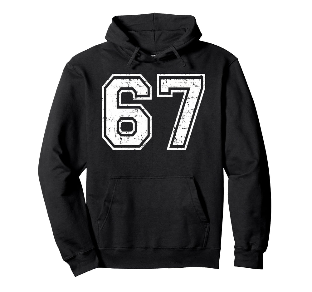 67 Number Sixty Seven Fun Meme Teen Hoodie - Minimalist Print Men Women