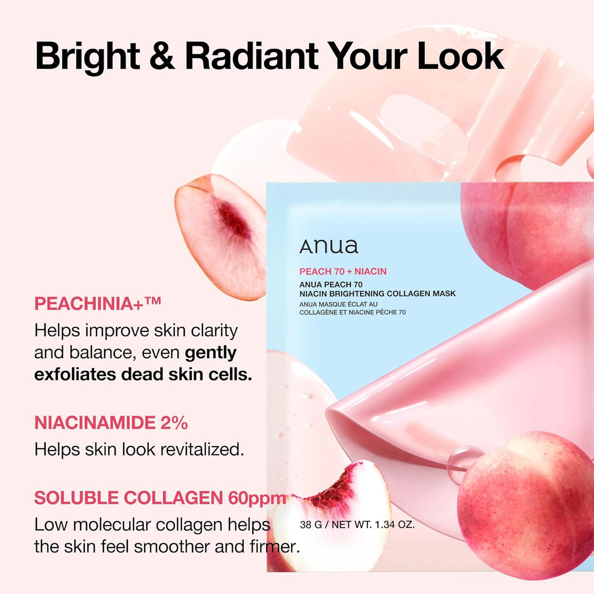 ANUA Peach 70 Niacin Brightening Collagen Mask - Snipetell
