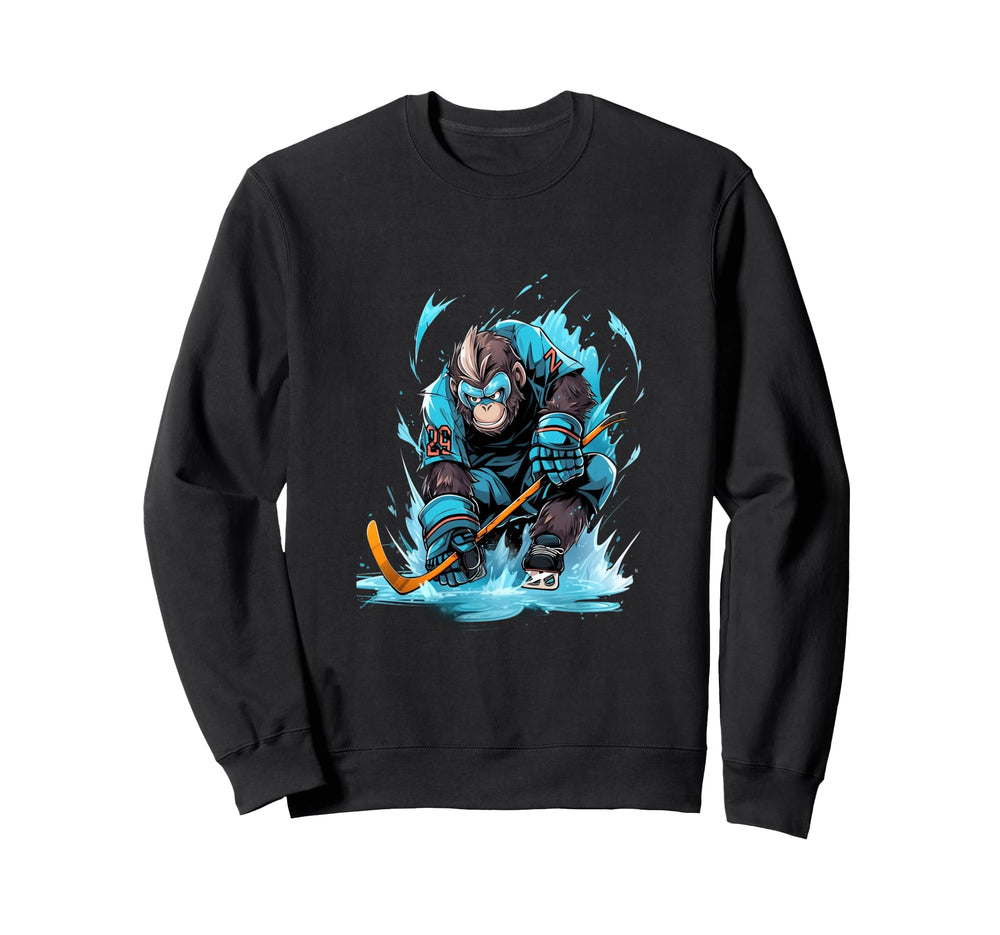 Monkey Ice Hockey Player Sweatshirt - Casual Everyday Wear for Adults