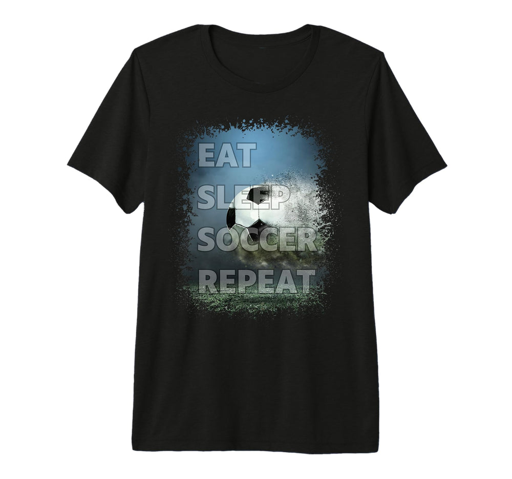 Eat Sleep Soccer Repeat Photo Splatter T-Shirt - Unique Graphic for Adults