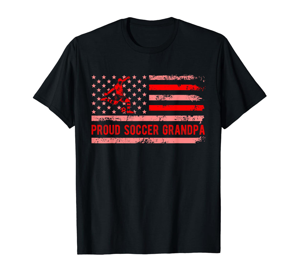 Proud Soccer Grandpa Usa Flag Family T-Shirt - Streetwear Style Unisex