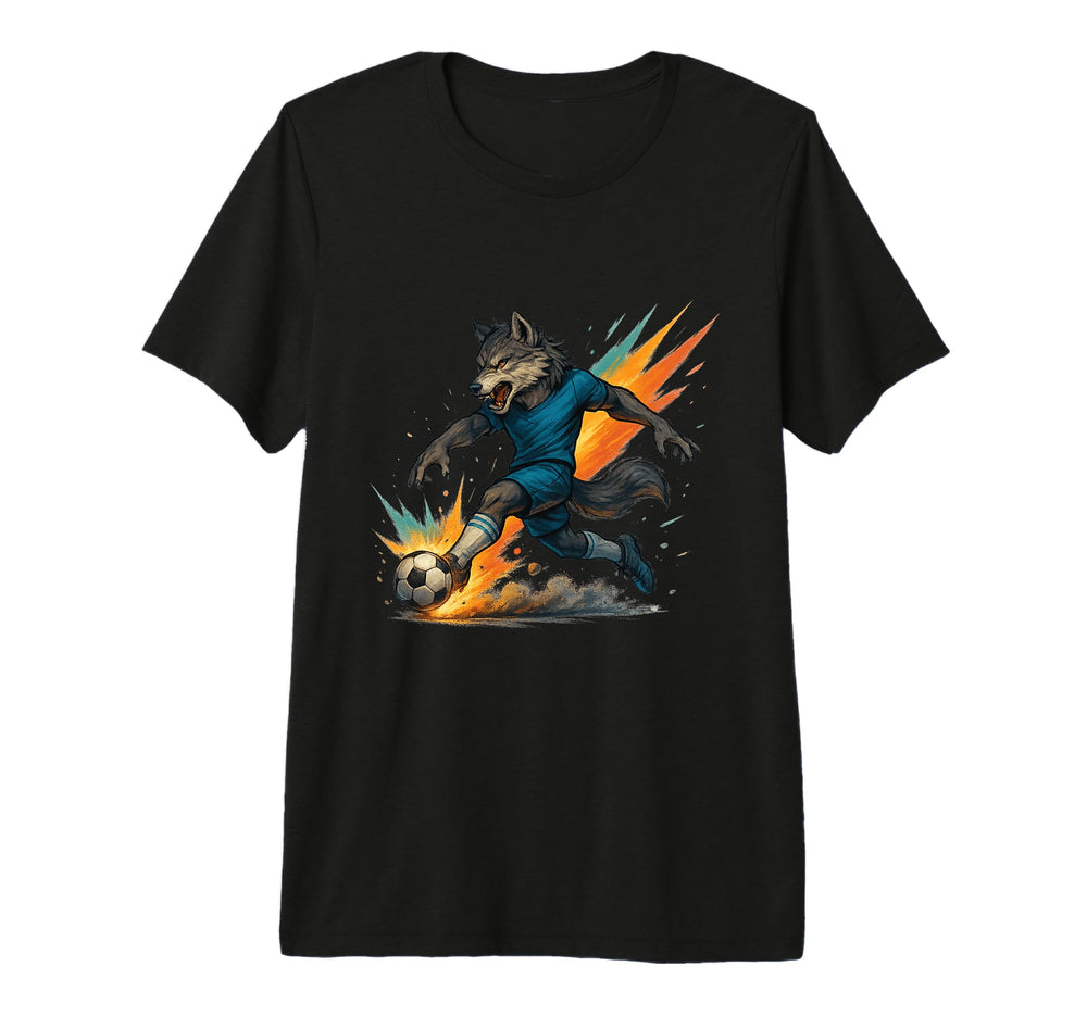 Fierce Soccer Wolf Power Kick Tri Blend T-Shirt - Trendy Graphic Unisex