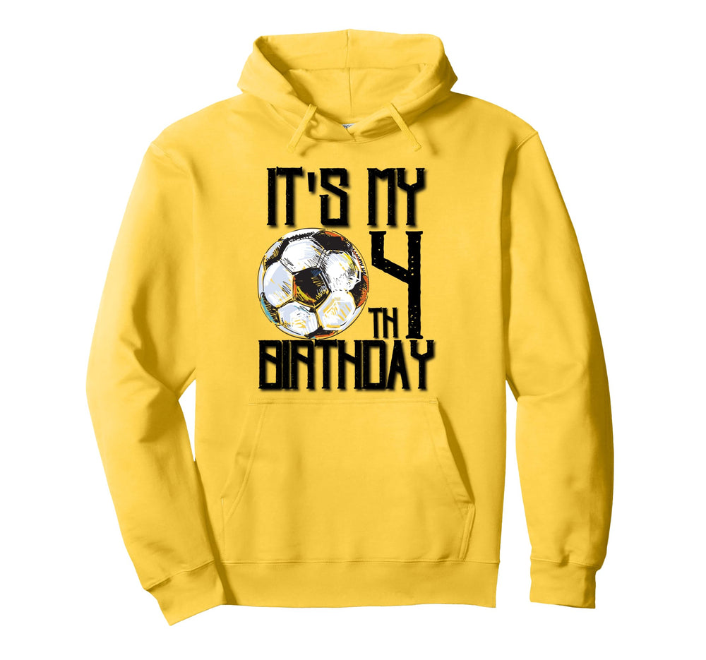 Its My 4Th Birthday Soccer Player Hoodie - Fun Novelty Design for Adults