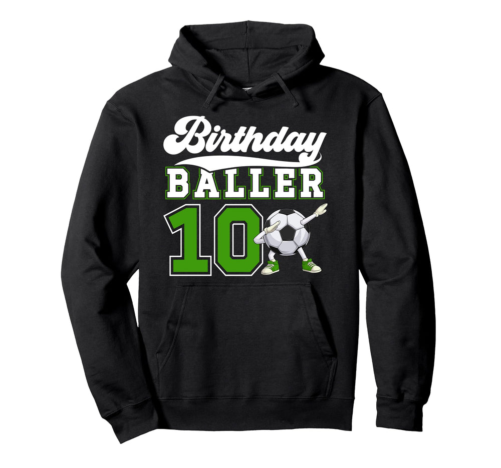 10Th Soccer Birthday Party Ten Year Hoodie - Novelty Apparel for Adults