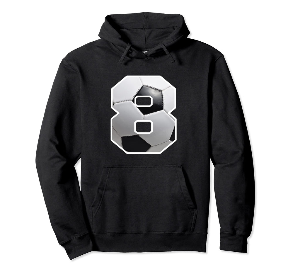 8Th Birthday Party Soccer Ball Number Hoodie - Streetwear Style for Adults