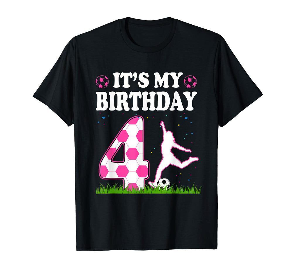 Its My 4Th Birthday Soccer Theme 4 T-Shirt - Aesthetic Graphic Unisex