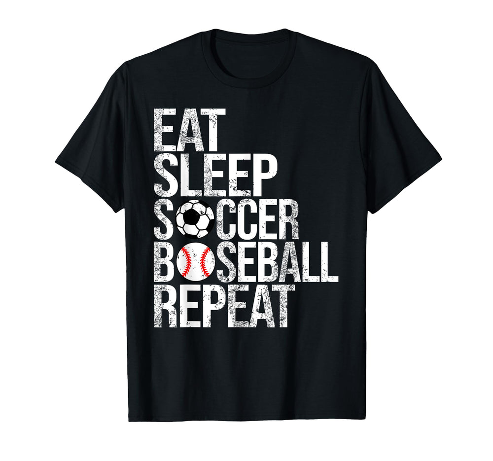 Eat Sleep Soccer Baseball Repeat T-Shirt - Custom Art Print for Adults