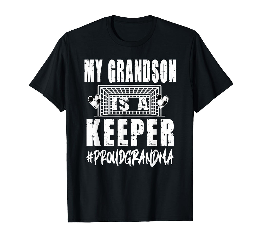 My Grandson Is Keeper Soccer T-Shirt - Fun Novelty Design Unisex