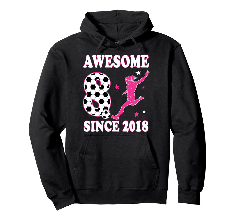 8 Year Old Awesome Since 2018 Birthday Hoodie - Minimalist Print Men Women