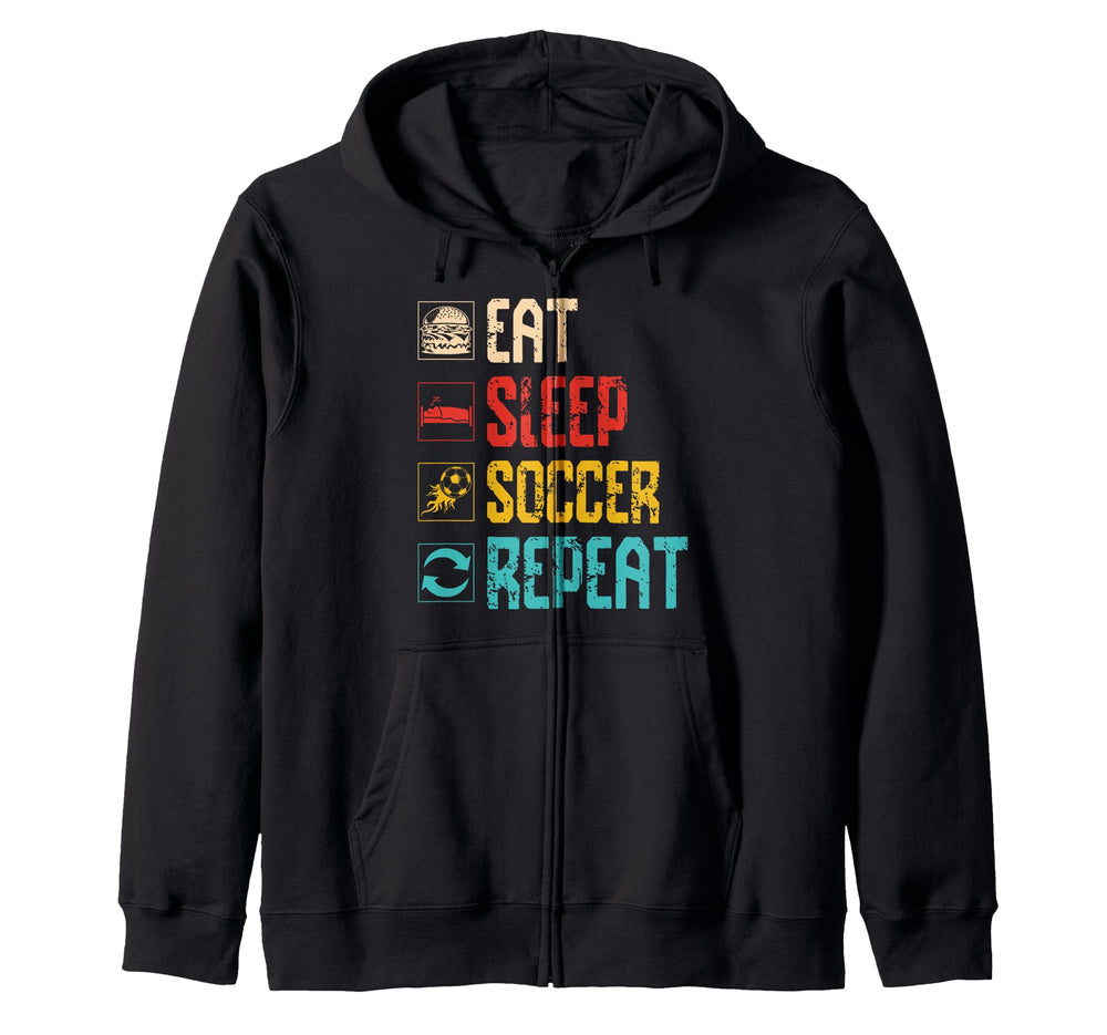 Eat Sleep Soccer Repeat Sports Team T-Shirt - Novelty Apparel for Adults