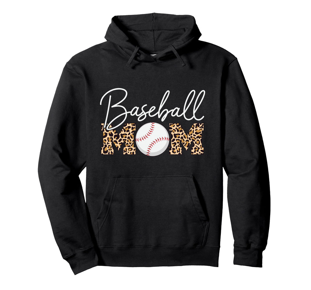 Baseball Mom Leopard Cursive Script Hoodie - Minimalist Print Unisex