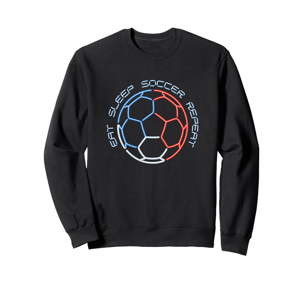 Eat Sleep Soccer Repeat Line Art Sweatshirt - Aesthetic Graphic Men Women