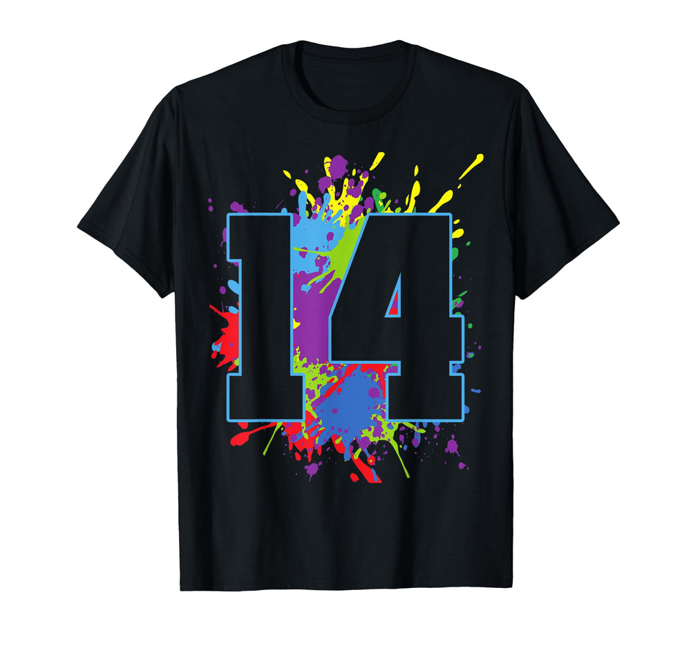 14Th Birthday 14 Paint Splashes T-Shirt - Streetwear Style Unisex