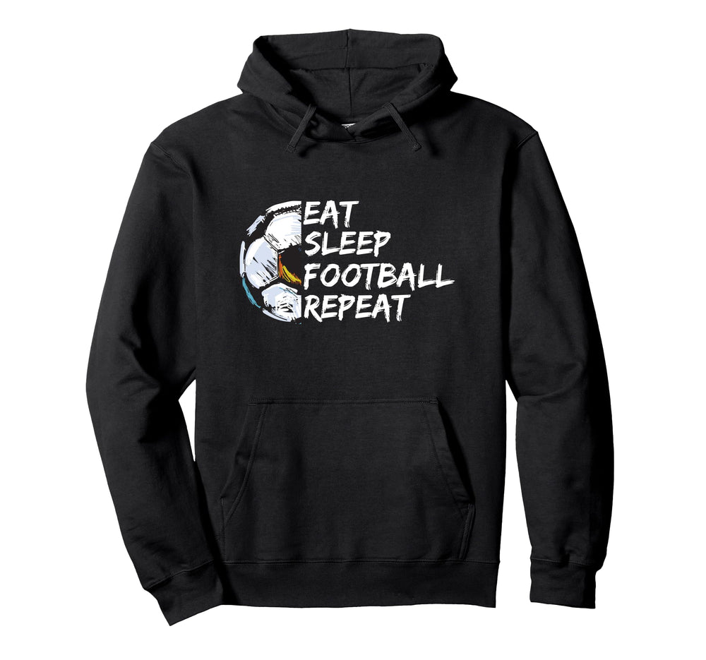 Eat Sleep Football Repeat Half Ball Hoodie - Casual Everyday Wear Unisex