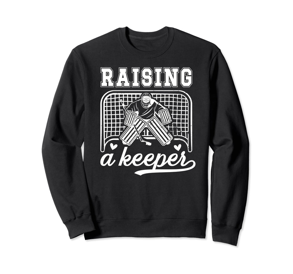 Raising Hockey Keeper Mom Ice Hockey Sweatshirt - Graphic Print for Adults