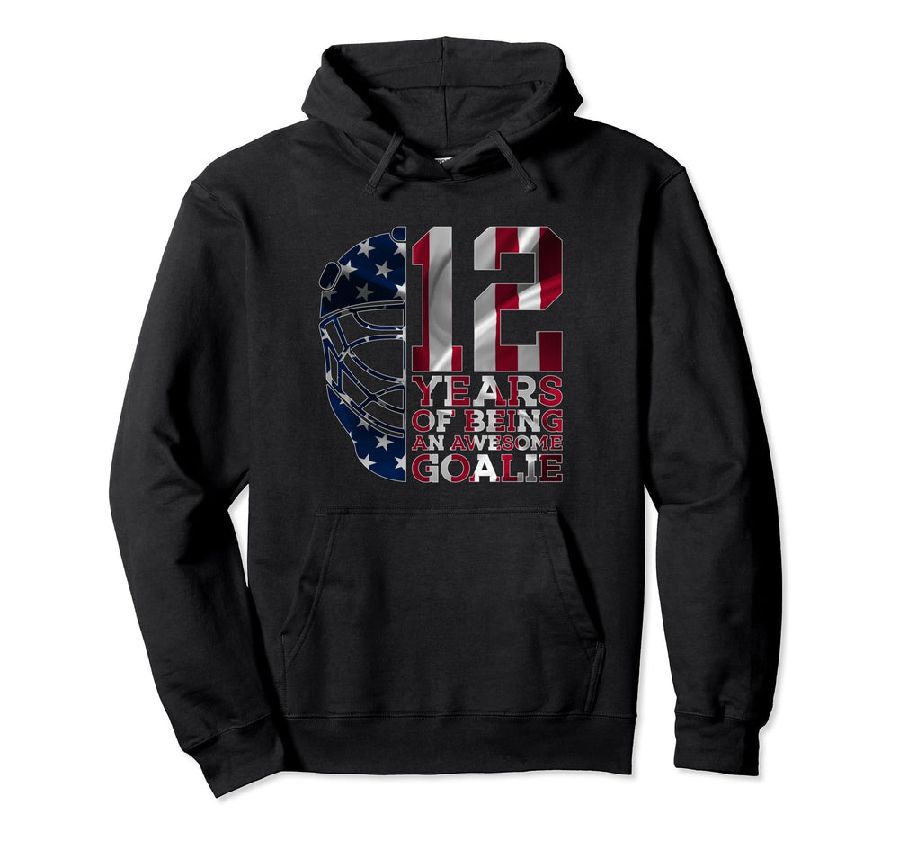Goalkeeper 12 Years Awesome Goalie Ice Hoodie - Minimalist Print Unisex