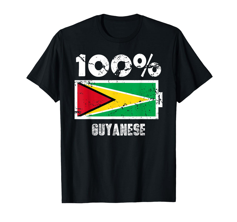 Guyana Flag Support 100 Guyanese Battery T-Shirt - Trendy Graphic Unisex