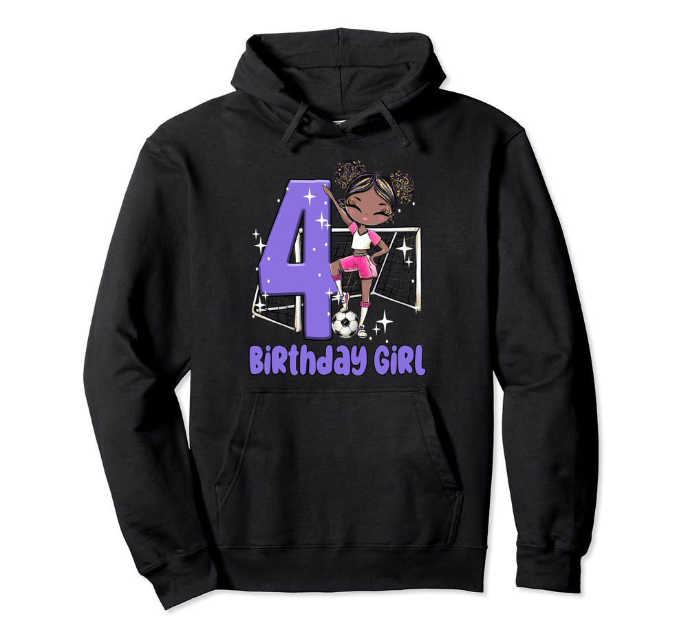 4Th Birthday Black Soccer Ball Net Hoodie - Fun Novelty Design Unisex