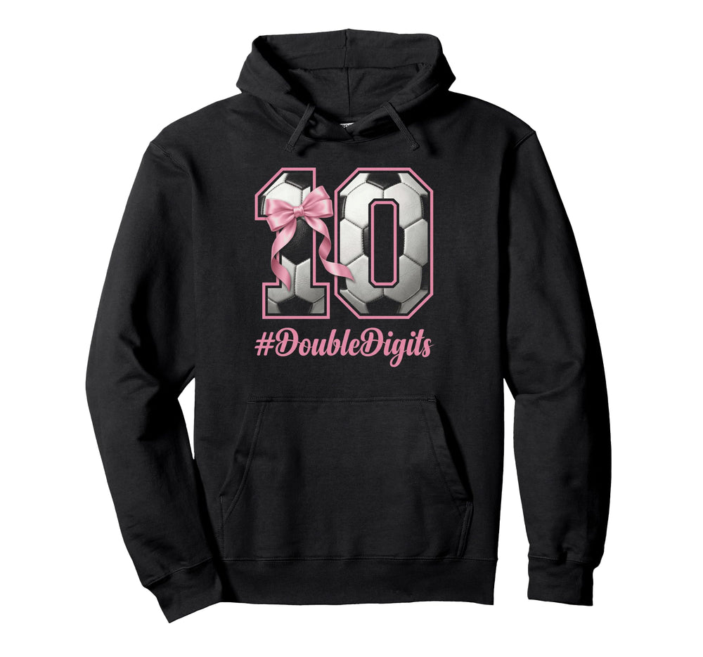 Bow Soccer Football Double Digits 10Th Hoodie - Aesthetic Graphic Unisex