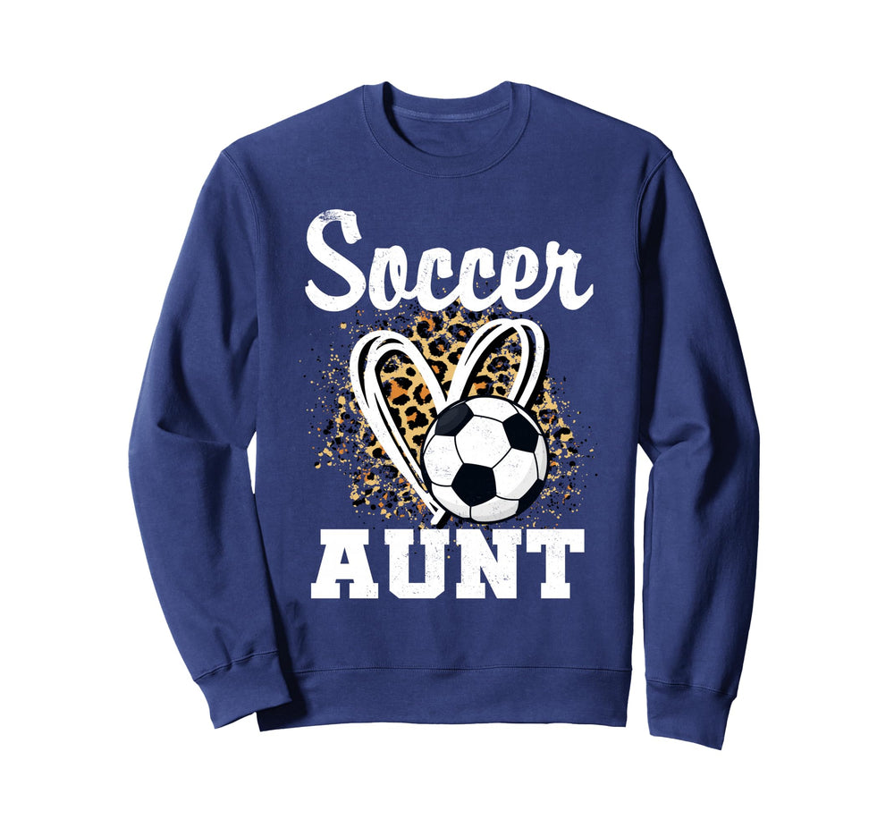 Soccer Aunt Leopard Heart Soccer Fan T-Shirt - Graphic Print Men Women