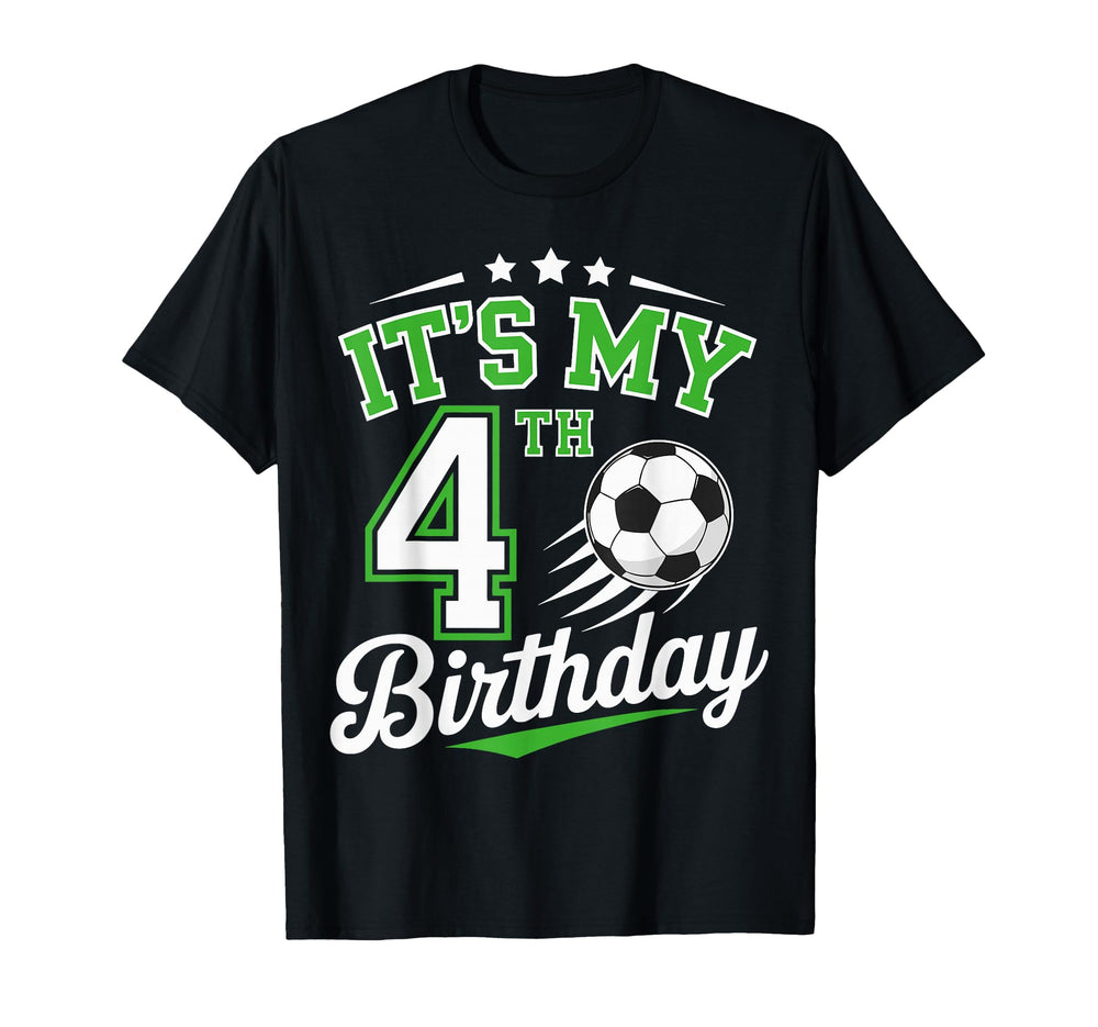 Its My 4Th Birthday Soccer 4 Years Old T-Shirt - Minimalist Print Unisex