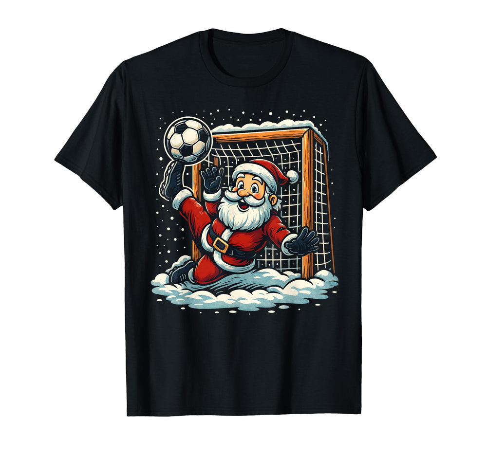 Santa Claus Soccer Goalie Sports T-Shirt - Aesthetic Graphic Unisex