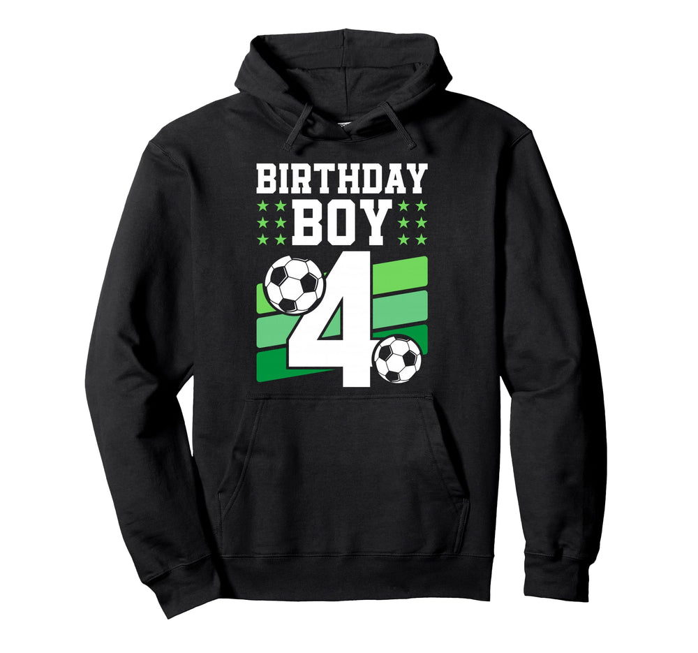 4 Years Old 4Th Birthday Gift Bday Soccer Hoodie - Minimalist Print Unisex