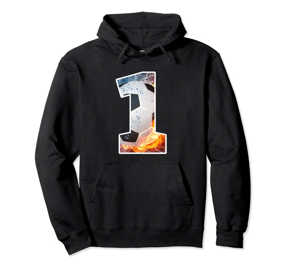 1St Birthday Party Soccer Number 1 Year Hoodie - Unique Graphic for Adults