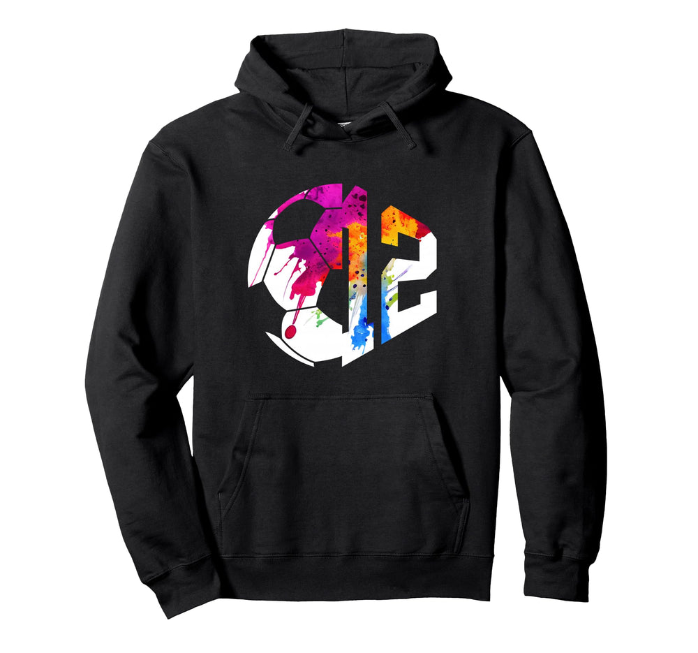 Number 12 Years Soccer 12Th Birthday Hoodie - Unique Graphic Unisex