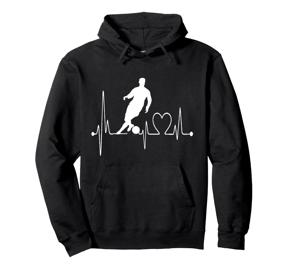 Football Heartbeat Soccer Ekg Pulse Line Hoodie - Trendy Graphic Men Women