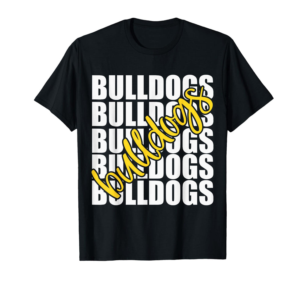 Bulldogs Yellow School Sports Fan T-Shirt - Minimalist Print Men Women