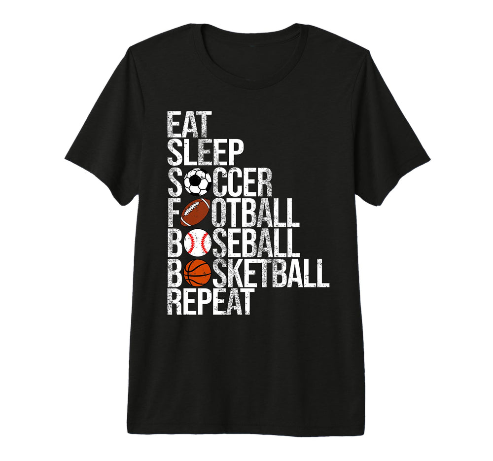 Eat Sleep Soccer Football Baseball T-Shirt - Streetwear Style Men Women