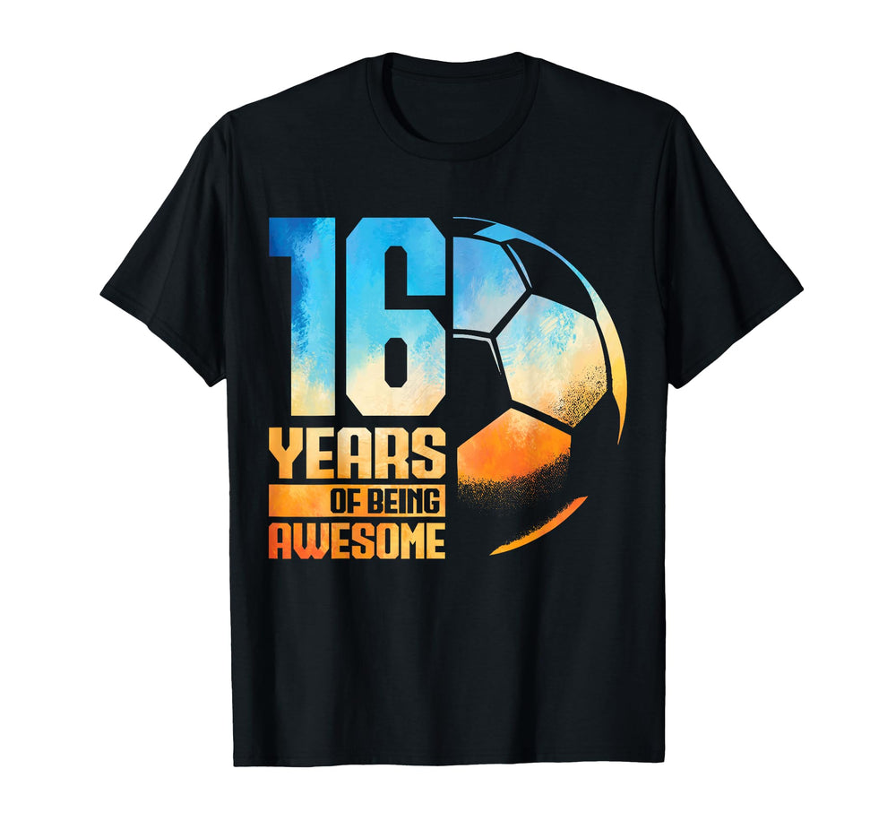 16Th Birthday Soccer Player Football 16 T-Shirt - Aesthetic Graphic Unisex