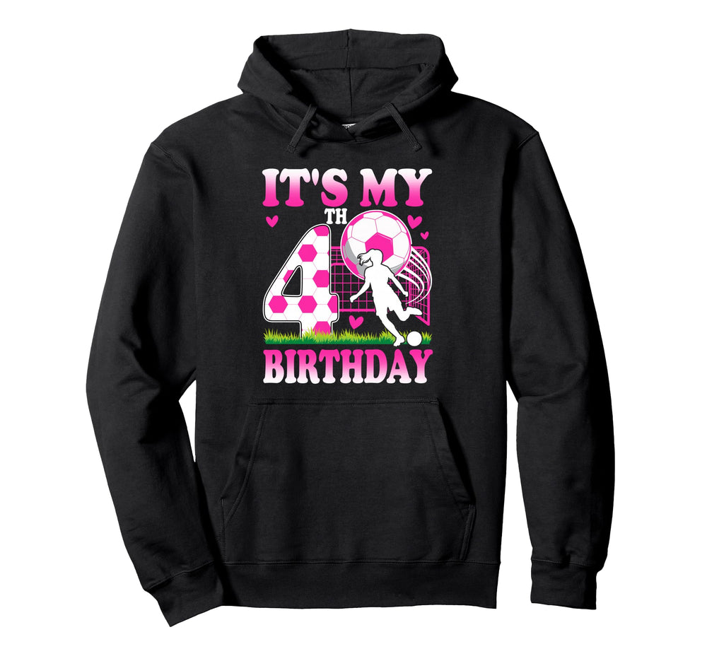 4 Year Old Birthday Soccer Themed Hoodie - Aesthetic Graphic for Adults