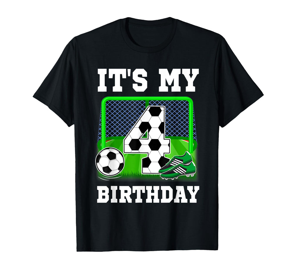 Its My 4Th Birthday Soccer Theme 4 Year T-Shirt - Novelty Apparel Unisex