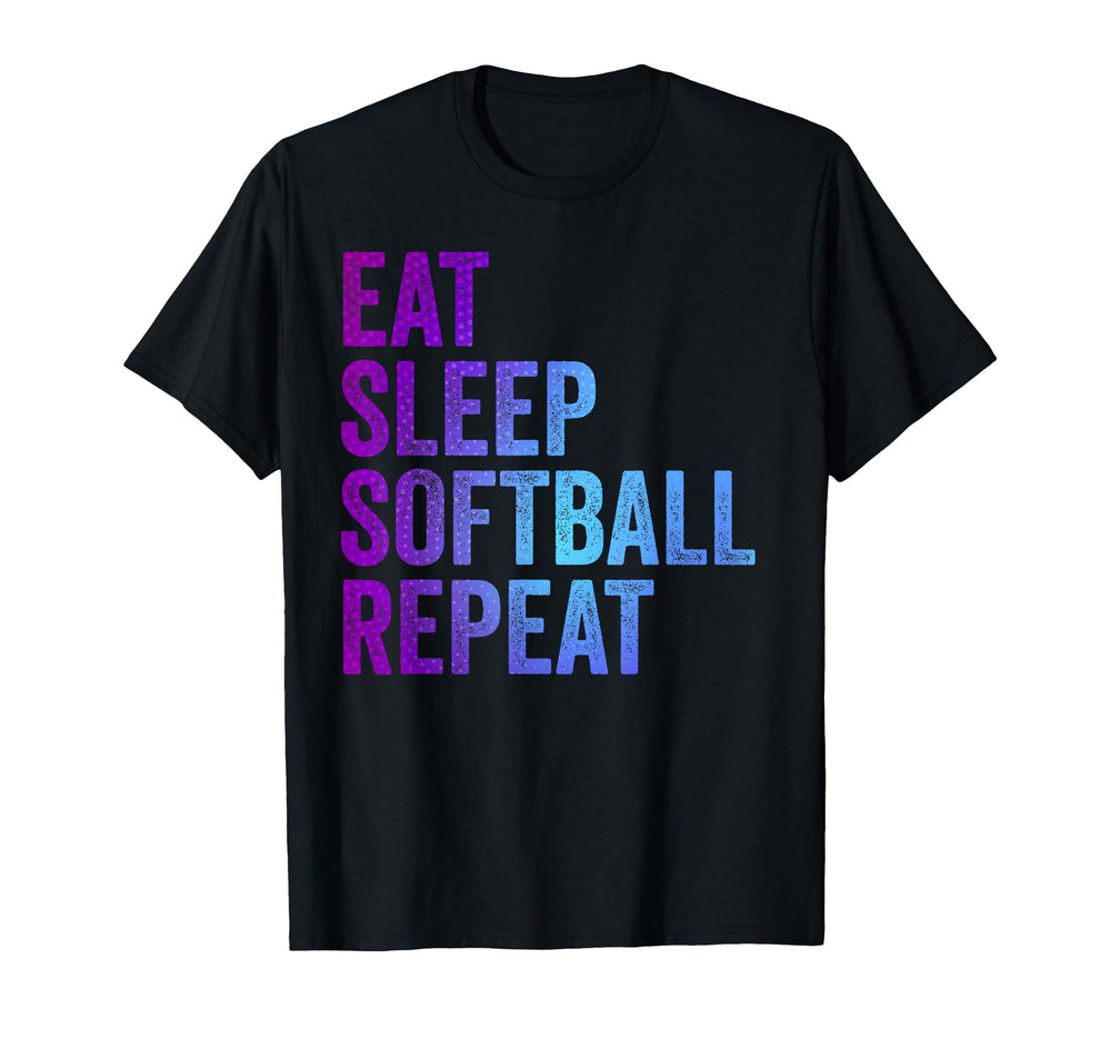 Eat Sleep Softball Repeat T-Shirt - Streetwear Style Men Women