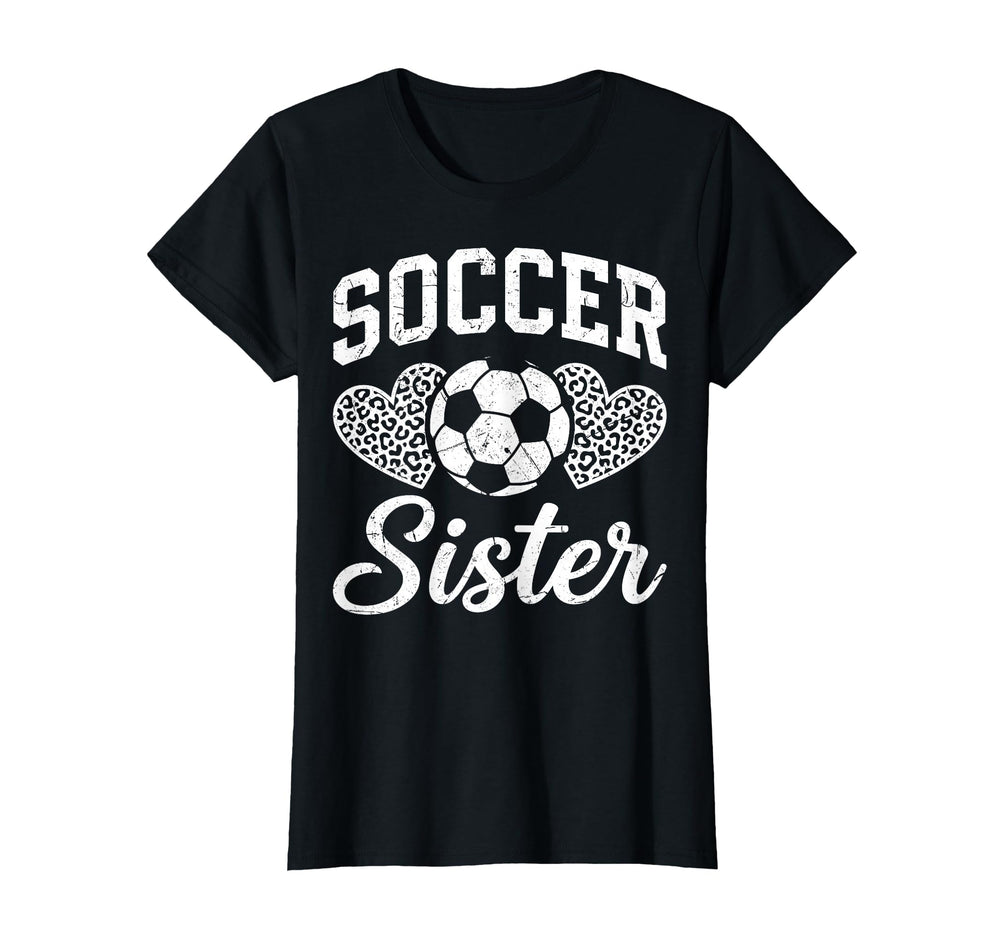 Soccer Sister Leopard Hearts Ball T-Shirt - Minimalist Print Men Women