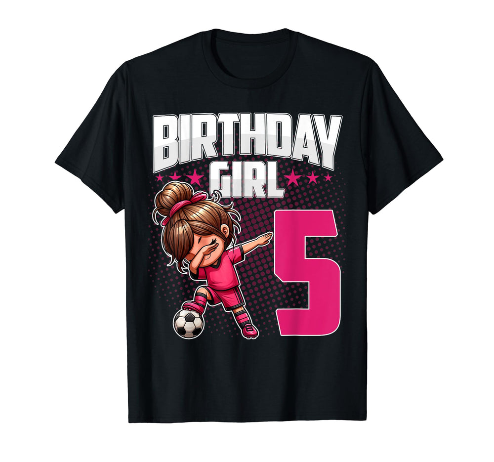5Th Birthday Soccer Dabbing 5 Years Old T-Shirt - Unique Graphic Unisex