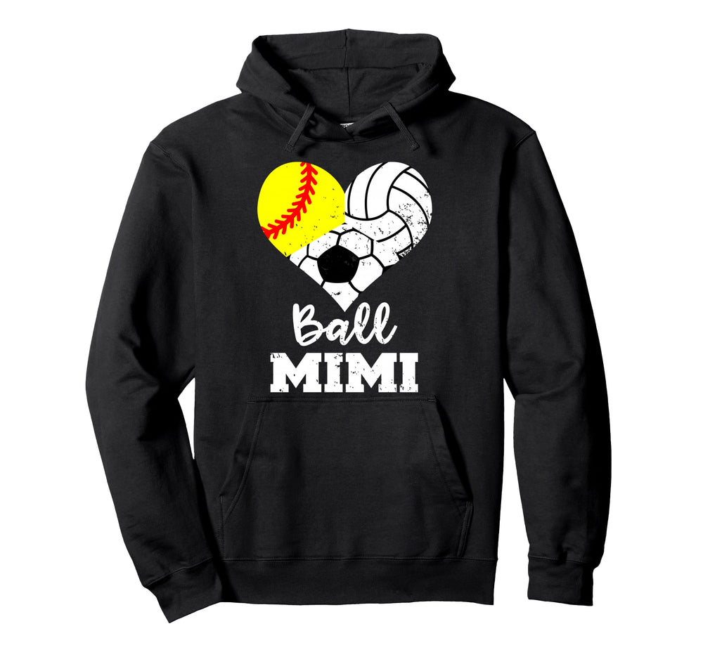 Ball Mimi Heart Funny Softball Hoodie - Casual Everyday Wear Unisex