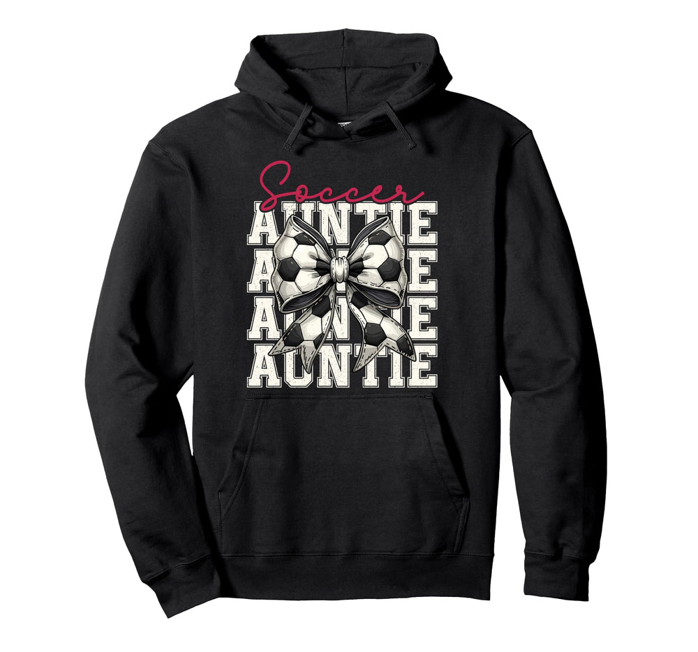 Soccer Auntie Funny Coquette Bow Soccer Hoodie - Unique Graphic Men Women